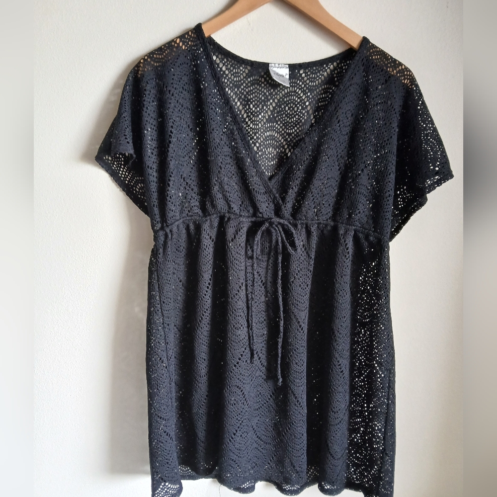 Cherie Black Lace Swimsuit Coverup Size Large